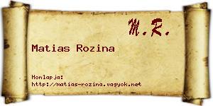 Matias Rozina névjegykártya